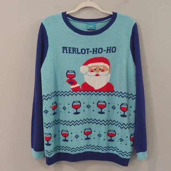 Christmas Holiday Sweater‎ 🍷 Merlot-Ho-Ho 🎅 size XXL - Picture 1 of 11